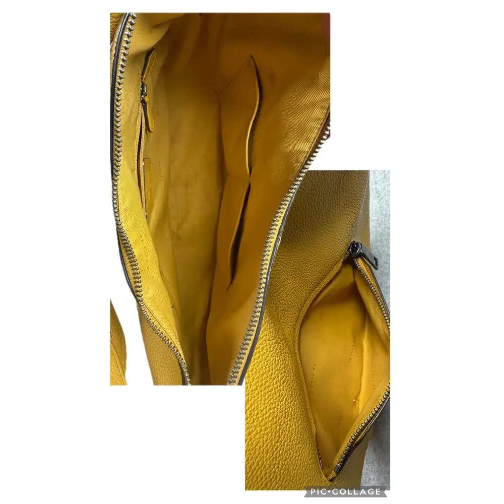 Coach Sutton Hobo Bag Polished Pebble Leather Yellow Cherry Charm 35593